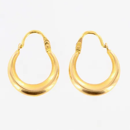 Örhängen 18mm, bredd 3mm ihålig 18K. Vikt: 1,4 g