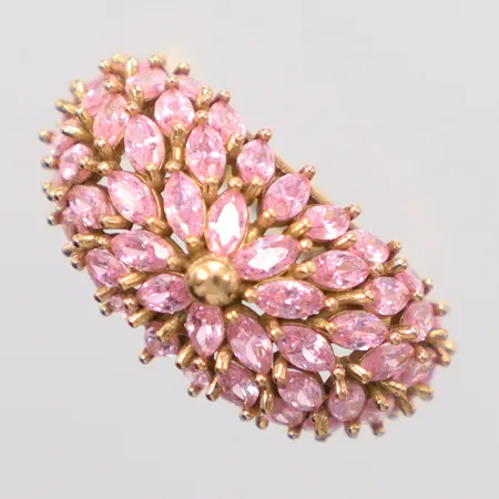 Ring rosa stenar stl:16¾, 18k brutto Vikt: 7 g