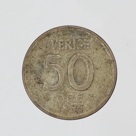 Silvermynt, 1956, 50 öre, 400/1000 silver Vikt: 4,8 g