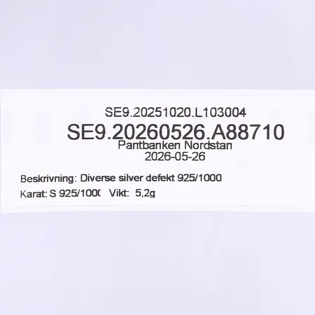 Diverse silver defekt 925/1000 Vikt: 5,2 g