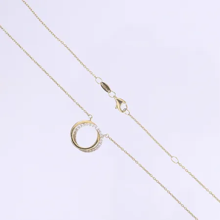 Halscollier med vita stenar längd 42-45cm bredd 1-3mm 18K Vikt: 3,1 g