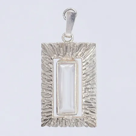 Hänge med vit sten 45x20mm, silver 830/1000 Vikt: 6,5 g