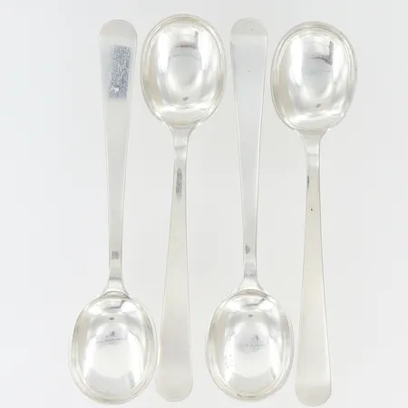 4 skedar Wiwen Nilsson AN Lund 1963, 14cm, smärre hack och repor, silver. Vikt: 101 g