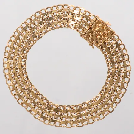 Armband X-länk längd 19,5cm bredd 11,60mm Norens Guldatelje 	 Hägersten år 1967 Vikt: 20,2 g