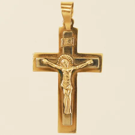 Hänge kors i filigranarbete med vit sten, längd 50mm bredd 30mm, 14K  Vikt: 5,1 g