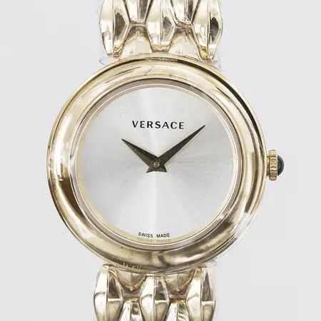 Damur Versace guldfärgat stål, quartz (behov av batteribyte), 28mm, boettnr VEBN 051800430482, safirglas, plast kvar, tag, påse, box, nyskick Vikt: 0 g