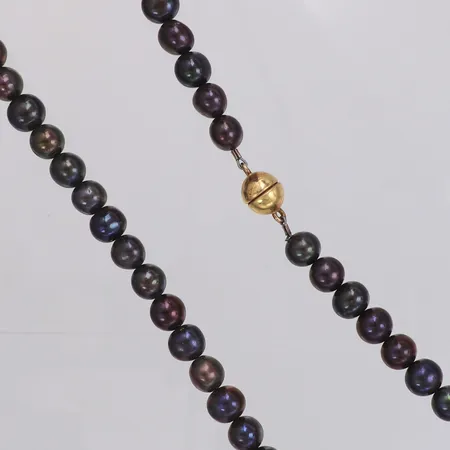Pärlcollier odlade pärlor ca Ø7,5-8mm, längd 42cm, färgade sötvattenspärlor, magnetiskt lås förgyllt silver 925, oknytet Vikt: 0 g