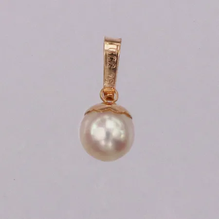 Hänge, odlad saltvattenpärla, rosaskimrande Ø5mm, 10mm, 18K Vikt: 0,3 g