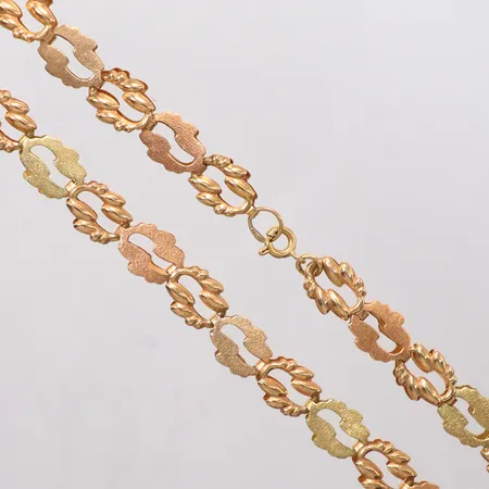 Collier 2-färg längd 47cm bredd 9,50mm ostämplad 18k Vikt: 22,6 g