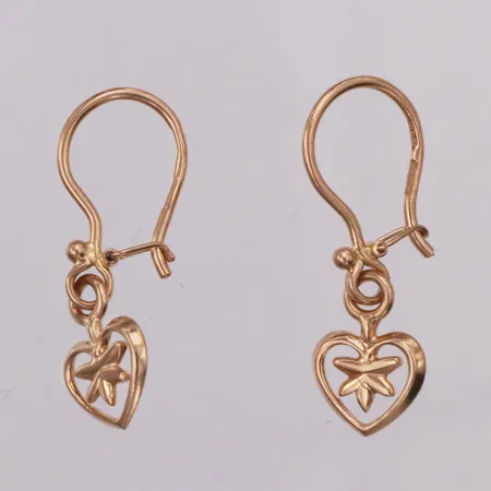 Ett par örhängen, hjärtan, 25mm, roséguld, 14K Vikt: 1,9 g