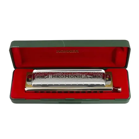 Munspel HOHNER Chromonica 270 G, Super Chromonica, originaletui (19x6 cm), fint skick, förefaller sparsamt använt