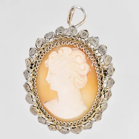 Hänge/brosch med Kamé längd 40mm bredd 27mm silver 800/1000 Vikt: 6,8 g