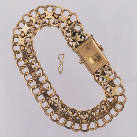Armband X-länk, längd 18cm, bredd 11,9mm, defekt låsåtta, svenska stämplar, 18K Vikt: 26,4g Vikt: 26,4 g