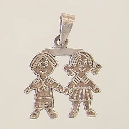 Hänge pojke och flicka 25x18mm silver 980/1000 Vikt: 1,6 g