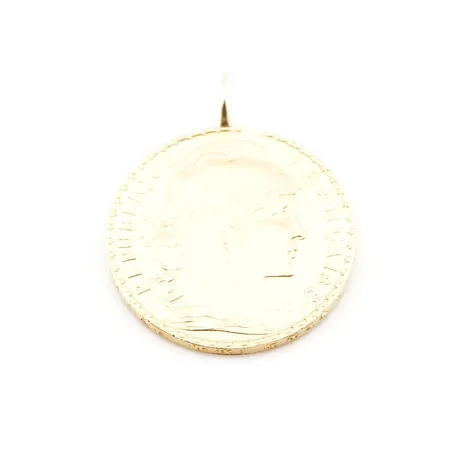 Myny/hänge, Øca 21mm, 21k, ögla ej guld Vikt: 6,6 g
