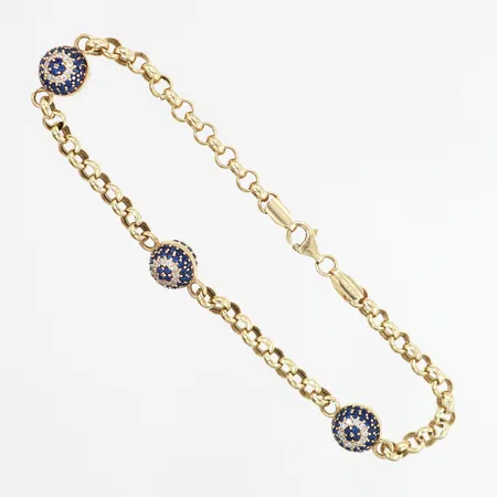 Armband med stenar längd 19,5cm, bredd 4-8mm, 14K Vikt: 6,6 g