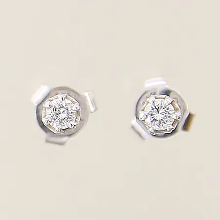 Örhängen med diamanter 2 x ca 0,10ct Ø3,8mm, vitguld 18K Vikt: 1,2 g