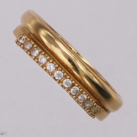 Ring med vita stenar, stl:16¼, bredd 4,4mm, 18K, 1,1g Vikt: 1,1 g