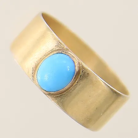 Ring med turkos stl:17 bredd:7mm förgylld, silver 830/1000 Vikt: 2,3 g