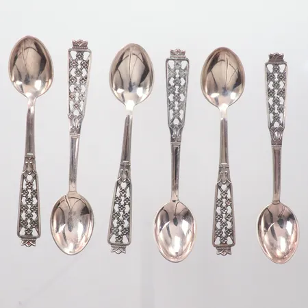 6 kaffeskedar modell prinsess i låda silver 830/1000 Vikt: 47 g