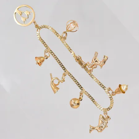 Armband Pansar med 8 berlocker längd 17½cm, länkens bredd 2mm, 18K. Vikt: 11,5 g