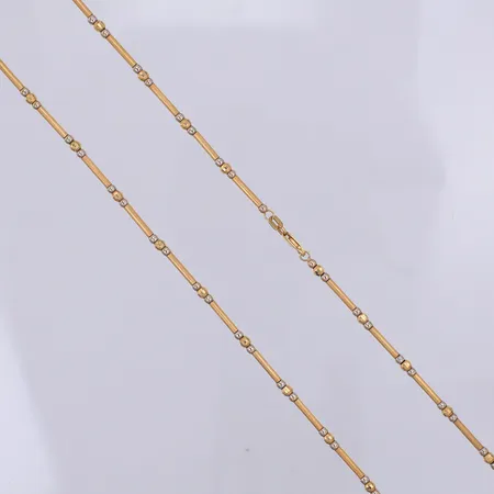 Collier stavar & kulor gul/vitguld Guldfynd, 42,5cm, bredd 3mm, 18K Vikt: 12,5 g