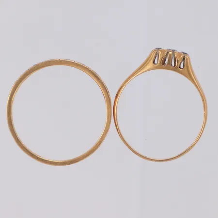 2 Ringar, stenar, skevt, slitage, 18K  Vikt: 4,8 g