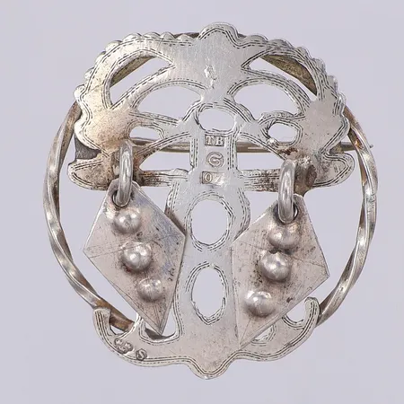 Brosch sameinspirerad 35mm Brandt Tycho år 1916, 830/1000 silver Vikt: 6,6 g