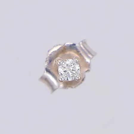 Örhänge udda diamant 1 x ca0,05ct 3mm, vitguld, 18K Vikt: 0,5 g