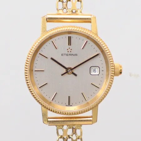 Damur Eterna Ø24mm datum armband x-länk, längd 17cm gravyr 18k