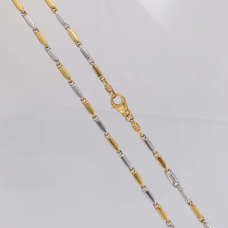 Collier tvåtonat längd 45,5cm, bredd 3,2mm, ostämplat, 18K Vikt: 32,4 g