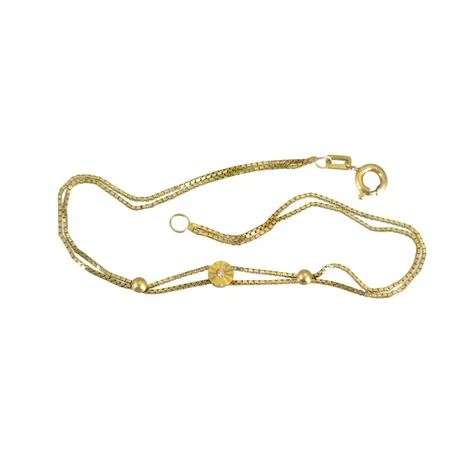 Armband, 8K guld - 333/1000, vit sten, längd 18,0 cm, bredd 1,4 - 4 mm Vikt: 1,4 g