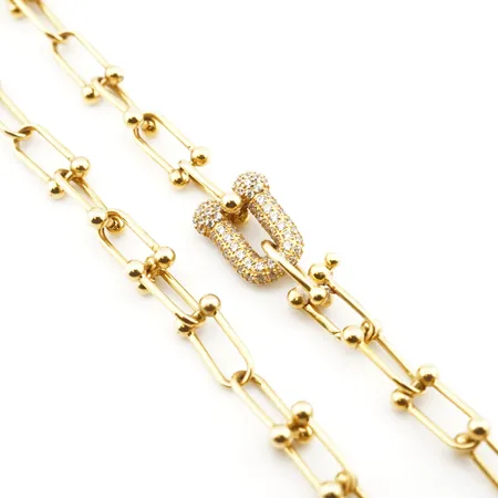 Collier m vita stenar, 46cm, bredd 9mm, 18k Vikt: 11,1 g