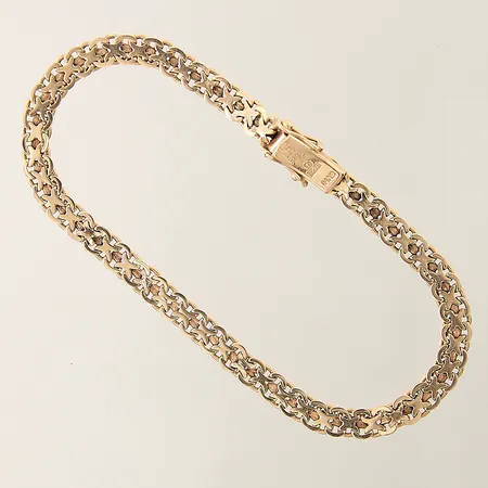 Armband X-länk längd 18,5cm bredd 5mm ojämnheter 18K Vikt: 8 g