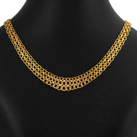 Halskedja X-länk, 18K guld, doserad modell, Ekström Aktiebolag (DE), Falköping, svensk kontrollstämpel, längd knäppt 46,0 cm, bredd 7-11 mm, fint skick Vikt: 24,1 g