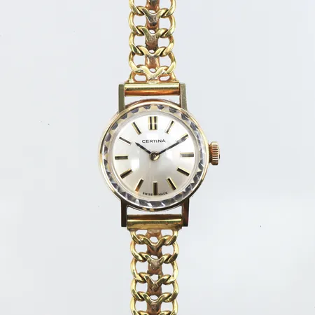 Damur Certina 14K, 19mm, manuell, boettnr: 800 3149 65, klockarmband i 18K, längd inklusive uret: 15,5cm, bredd: 8mm, bruttovikt: 22,4g.