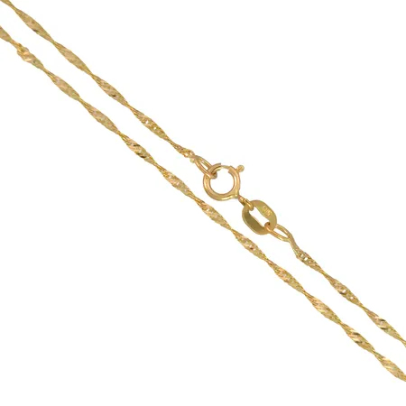 Halskedja Singapore, 14K guld, längd 45,0 cm, bredd 1 mm, fint skick Vikt: 1 g