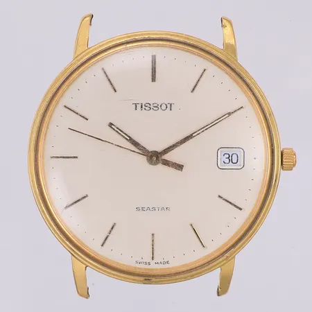 Herrur Tissot quartz 18K Ø34mm gravyr, står still, saknar band Vikt: 0 g
