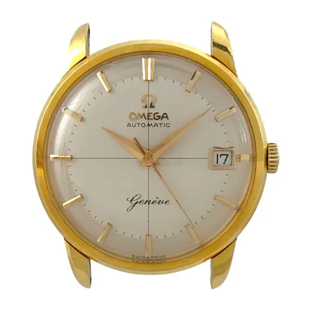 Herrur Omega Genève, 18K guld, Ø34 mm, automatisk, kaliber 562, verknummer 17373018, referensnummer 14703 3, mindre torrsprickor i glaset, Vikt: 33,4 g