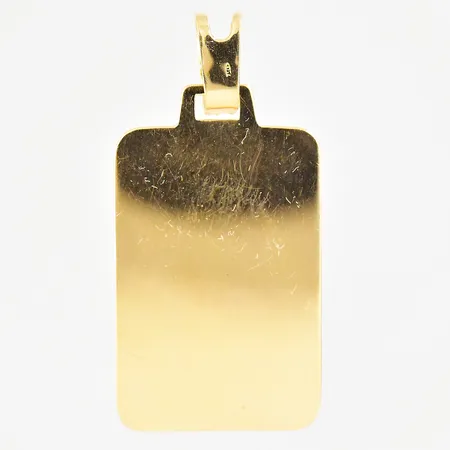 Hänge längd 40mm, bredd 20mm, namngravyr, 18K. Vikt: 5,4 g
