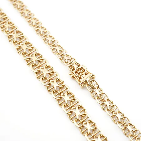 Collier dosserad x-länk m stav, 45,5cm, bredd 6mm-10mm, 18k Vikt: 22,4 g