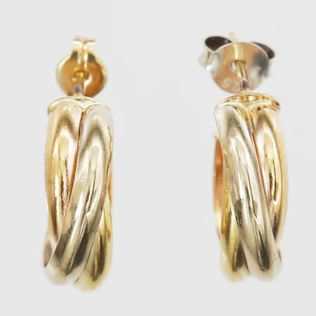Örhängen Ø15mm, bredd 5mm, en med snurrebuss i silver, 18K Vikt: 2,7 g