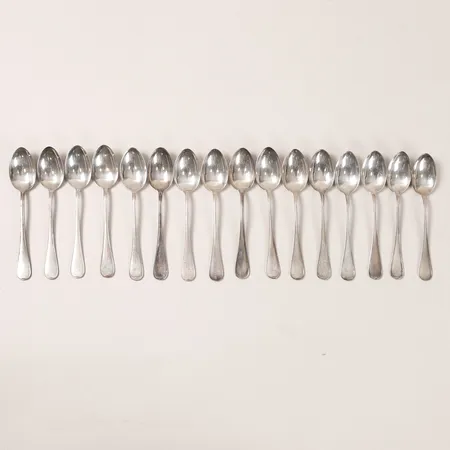 15 Skedar modell Svensk längd 12cm, GAB, besticklinda, silver 830/1000 Vikt: 191,1 g
