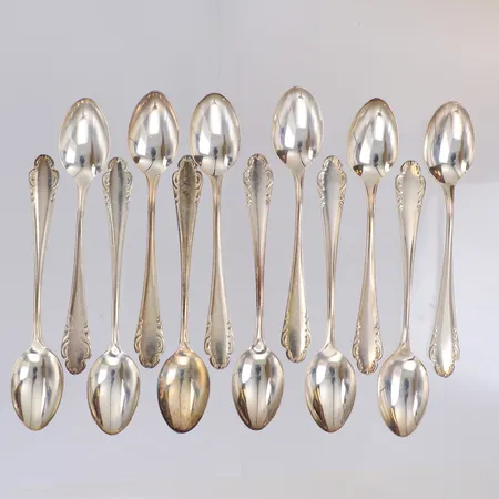 12 Kaffeskedar modell Haga, längd 11cm, silver 830/1000 Vikt: 114,7 g