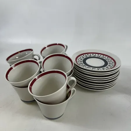 Kaffeservis 10 koppar med fat, Bimbo Rörstrand, porslin Skickas med postpaket.