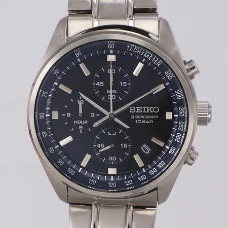 Herrur Seiko Chronograph, stål, quartz, 41mm, refnr 8T67-O0L0, serienr 164357, kronograf, datum, stållänk ca 17cm, repor, inga tillbehör. 