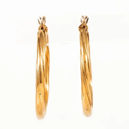 Creoler Ø30mm vriden dekor bredd 3mm, 18K 3,3g.
