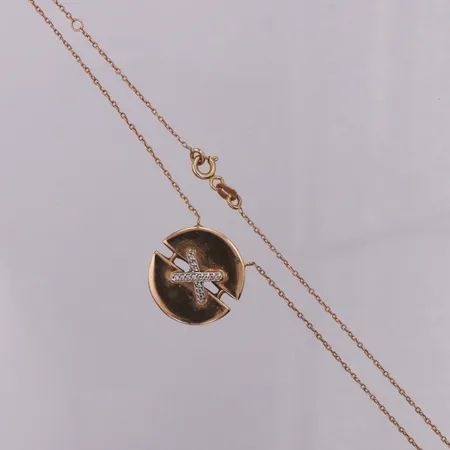 Collier med integrerat hänge, vita stenar, längd ca 44cm, bredd 0,6mm, roséguld, 18K, 4,5g Vikt: 4,5 g