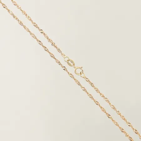 Kedja Singapore Guldfynd längd 42cm bredd 1,5mm, smärre ojämnheter 18K Vikt: 2 g