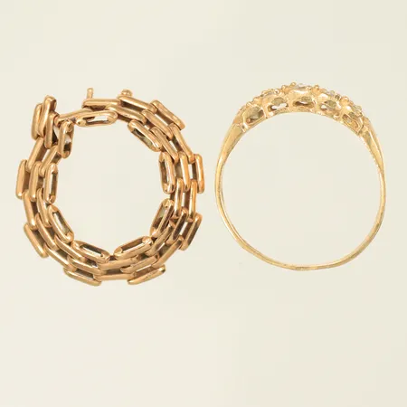Ring med vita stenar, ledad ring, slitna, defekta, 14K, 4,5g Vikt: 4,5 g